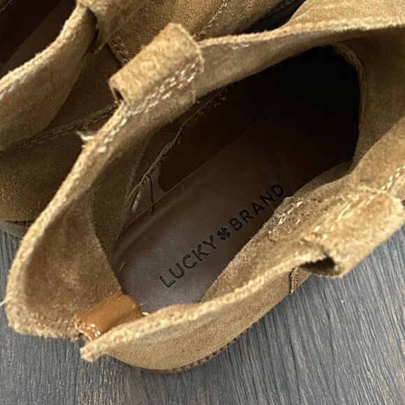 Lucky Brand Brown Tan Suede Leather Ankle Boots Size 6.5 EUC - Picture 6 of 9